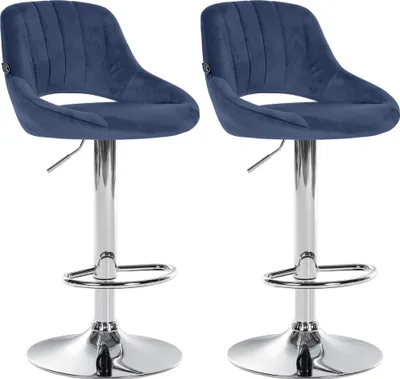 Produktbild von 2er Set Barhocker Milet Samt, Farbe:Dunkelgrau, Material Gestell:Metall matt weiss