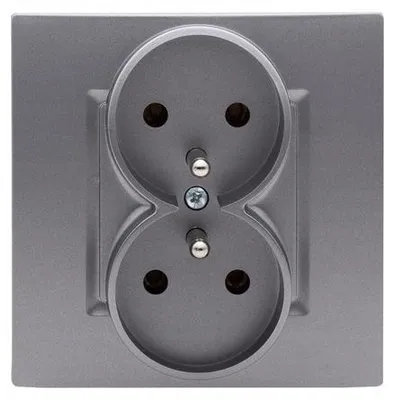 Produktbild von Polmark ROSA Doppelsteckdose mit Erdung Inox Wandmontage