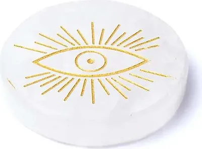 Produktbild von Gravierte Mineralienscheibe Bergkristall Allsehendes Auge -- ±5cm kaufen online