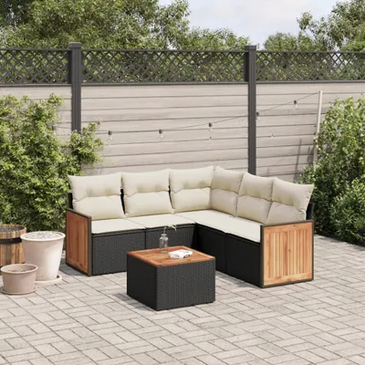 Produktbild von 6-tlg. Garten-Sofagarnitur mit Kissen Schwarz Poly Rattan 3260047