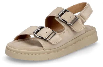 Produktbild von Tamaris Damen Sandale aus Rauleder mit Touch-it Leder-Fußbett, Schnallen und Klettverschluss, beige