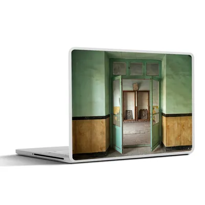 Produktbild von MuchoWow® Laptop Aufkleber Sticker Cover Tür - Grün - Architektur - Glas 36.5x27.5 cm - Laptop-Sticker