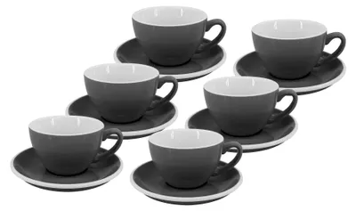 Zdjęcie produktu dla Zestaw 6 szt. – filiżanka do cappuccino z spodkiem Roma, 180 ml, szara