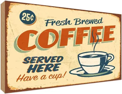 Produktbild von vianmo Holzschild 30x40 cm Retro fresh brewed Coffee Essen Trinken