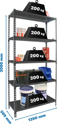 Produktbild von SIMONCLICK MEGAPLUS 5/500 ANTHRAZIT/ANTHRAZIT Metallregal