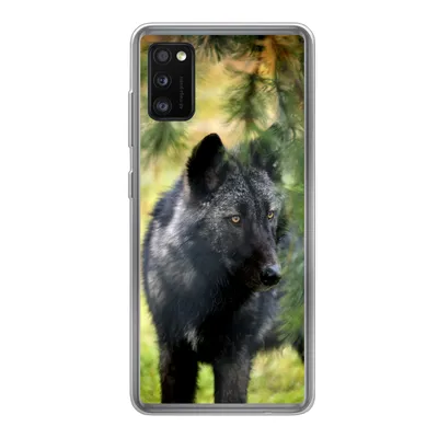Produktbild von MuchoWow® Handyhülle Schutzhülle Hülle für Samsung Galaxy A41 Wolf - Makro - Blätter Silikon Softcase Handy Hülle - Mobiltelefon