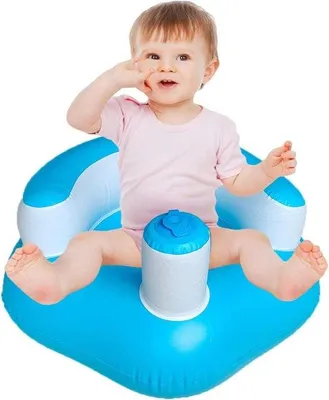 Produktbild von Famanu Aufblasbarer Babystuhl mit Rückenstütze - Sommer Kinderstuhl - Baby Dusche - Blau