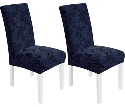 Productafbeelding van Stretchtijk stoelhoes, set van 2, donkerblauw, elastisch, universeel, geschikt voor stoelen met hoge rugleuning, wasbaar