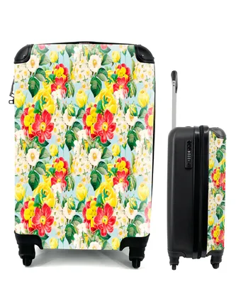 Produktbild von MuchoWow® Koffer Handgepäck Trolley Rollkoffer Kleine Reisekoffer mit 4 Rollen - Blumen - Frühling - Muster - Cabin Size < 55x40x23 cm & 55x40x20 cm - Fotokoffer - Kabinenkoffer - Boardgepäck - Reise-Box - Reisekoffer - Reisegepäck - Koffer mit Bild - Trolley für Kinder