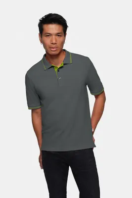 Zdjęcie produktu dla Koszulka polo CASUAL - antracyt/kiwi - rozmiar L