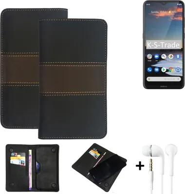 Produktbild von K-S-Trade Handyhülle + Kopfhörer kompatibel mit Nokia 5.3 Schutzhülle Walletcase Bookstyle Tasche Schutz Case Hülle Wallet Cover Kunstleder