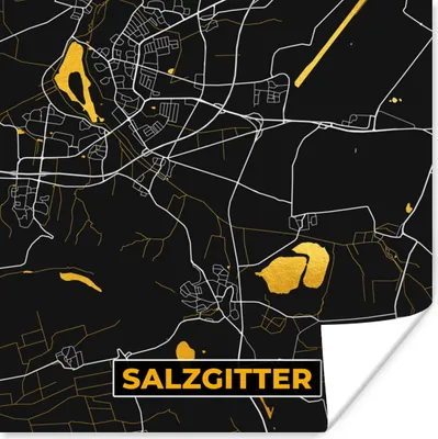 Produktbild von MuchoWow® Poster Salzgitter - Gold - Stadtplan - Karte - Deutschland 50x50 cm - Wohnzimmerdekoration