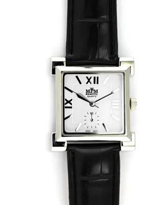 Produktbild von MPM-Quality Damenuhr Lederarmband Analog Silberfarben Schwarz römische Ziffern
