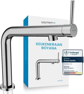 Produktbild von Küchenarmatur (Chrom) – Drehbarer Einhebel-Waschtischmischer aus hochwertigem Messing – Küchenarmatur mit nach vorne gerichtetem Hebel
