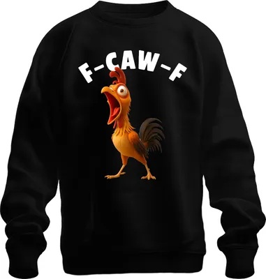 Produktbild von F-CAW-F lustiges Huhn Cartoon Hahn Bauernhof Geschenk Humor witz Uni Sweatshirt Pullover, Schwarz, L