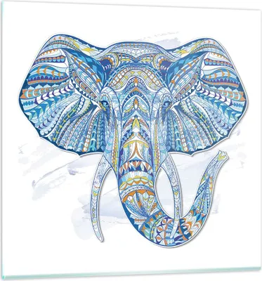 Produktbild von Bilder auf glas - Elefant Muster Tierwelt Afrika - 30x30cm - Glasbilder - Wandbilder - Kunstdruck - zum Aufhängen bereit - Wanddekoration aus Glas - Glas Bilder - Wandbild auf Glas - GAC30x30-3089