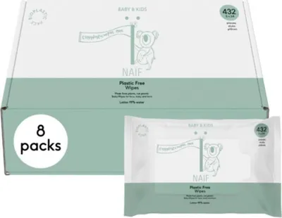 Produktbild von Naïf Baby & Kids Plastic Free Baby Wipes Box 8x54st