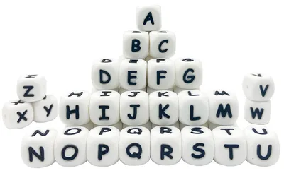 Silikon Buchstabenperlen 52 Stück, Würfelperlen für DIY Schmuck
