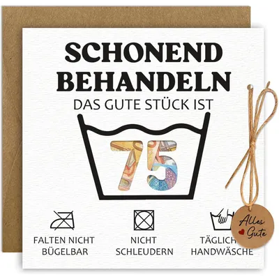 Image de Carte d'anniversaire pour 75 ans, avec emballage pour cadeau en argent et enveloppe, cadeau amusant pour homme et femme