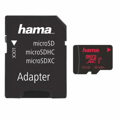 Immagine prodotto di Scheda MicroSDXC HAMA UHS-I 80 MB/s incl. adattatore/Mobile 128 GB sw MICROSDXC 128 GB CLASS 3 181000