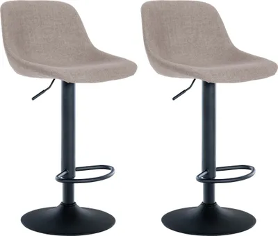Produktbild von CLP 2er Set Barhocker Loft mit Rückenlehne und 360 drehbar taupe Material Stoff