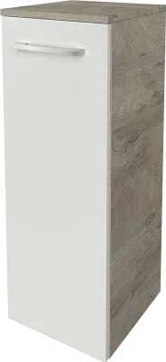 Produktbild von FACKELMANN Midischrank B.STYLE / Badschrank mit gedämpften Scharnieren / Maße (B x H x T): ca. 30,2 x 82,6 x 32 cm / hochwertiger Schrank / Türanschlag Rechts / Korpus: Grau / Front: Weiß