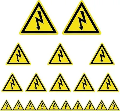 Zdjęcie produktu dla Elektryczne znaki ostrzegawcze – 20 sztuk – różnorodne wymiary – bezpieczeństwo elektryczne dzięki wyraźnym sygnałom