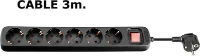Produktbild von Microconnect GRU0063B, 3 m, Drinnen, Typ F, Typ F, Schwarz, 6 AC-Ausgänge