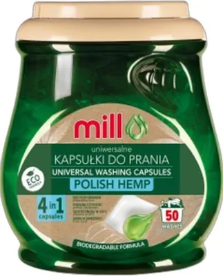 Zdjęcie produktu dla Kapsułki Do Prania Mill 4W1 Uniwersalne Z Konopiami 50 Sztuk