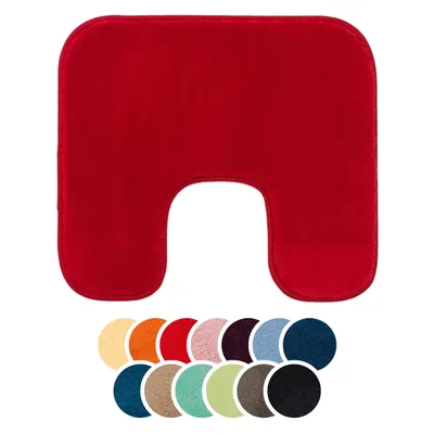 Produktbild von liebling Badteppich mit Bügelausschnitt, 100% Polyester, Anti-Rutsch Beschichtung, Serie Santos, 50 x 45 cm, 1500 g/m², 30 Grad waschbar, rot