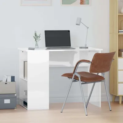 Produktbild von Schreibtisch Hochglanz-Weiß 100x55x75 cm Holzwerkstoff , Schreibtische Design 2024
