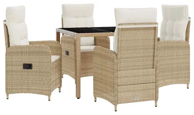Produktbild von Outdoortisch-Set 5 pcs Beige und Cremeweiß 90 x 90 x 75 cm