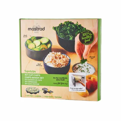 Obrázok produktu pre Mastrad Top Chips Set Chipsmaker + Mandolína, Mikrovlnná rúra na pečenie čipsov, silikón, plast, čierna, F64601