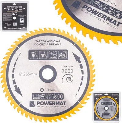 Obrázek produktu pro POWERMAT TDD-255x30x60Z Pilový kotouč na dřevo 255x30mm 60Z