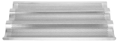 Produktbild von Baguette Backblech 3 Rillen Edelstahl Silber