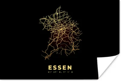 Produktbild von MuchoWow® Poster Karte - Essen - Karte - Gold - Stadtplan 30x20 cm - Plakate - Print