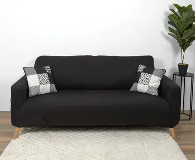 Image de Housse Extensible Canape Trois Places Noir