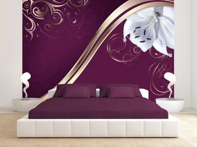 Produktbild von Vlies Fototapete 300x210 cm Tapeten Wandtapete XXL Blumen Lilien Ornament gold b-A-0047-a-c