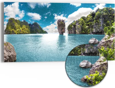Produktbild von DEQORI Hybrid Leinwand Bild 60x30 cm 'Paradiesisches Thailand' Wandbild Glas flach modern