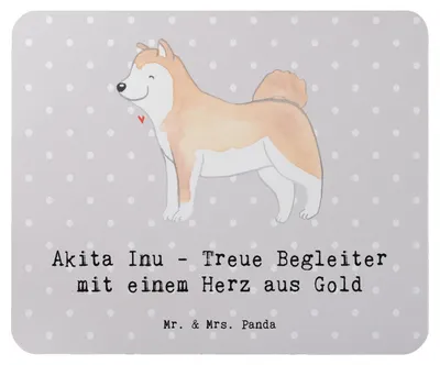 Produktbild von Mr. & Mrs. Panda Mauspad Akita Inu Herz - Grau Pastell - Geschenk, Hunderassen, Familienhund, Mousepad, Hundeliebhaber, Hunderasse, mousematte, Hund, Eigenschaften, loyal