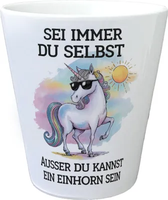 Produktbild von Einhorn mit Sonnenbrille Blumentopf Sei ein Einhorn