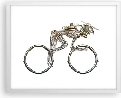 Produktbild von Gerahmtes Poster - Weißer Rahmen - Fahrrad Roboter Modern - 50x40 cm - Wand Bild - Wanddeko - Wandbilder - Kunstposter - Wandposter - Bilderrahmen - Bilder - Kunstdruck - Wandbild - P2WAA50x40-4194
