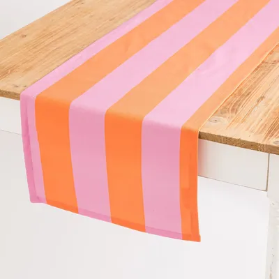 Produktbild von Tischläufer Streifen orange pink 40x160cm von SCHÖNER LEBEN.