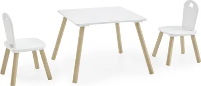 Produktbild von Karin Babyzimmermöbel Set 1 Tisch, 2 Stühle weiß, Kiefer natur.