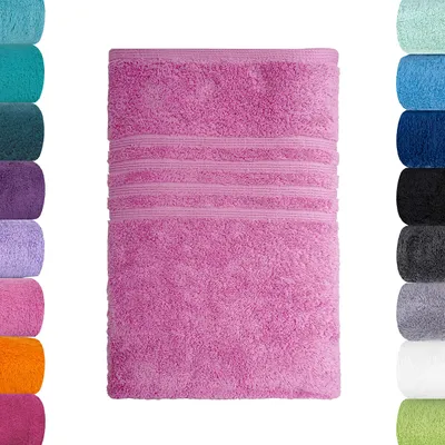 Produktbild von Lavea® Badetuch 100x150 cm, Saunahandtuch Bali für Damen & Herren, großes Duschtuch, Saunatuch, saugstarkes Handtuch, 100% GOTS Baumwolle, Premium Frottier, Koralle