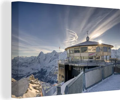 Obrázek produktu pro OneMillionCanvasses® - Obraz na plátně - 140x90 cm, Fotografie Schilthornu ve Švýcarsku, Nástěnná umělecká dekorace - Fotografie na plátně - Obraz na dřevěném rámu