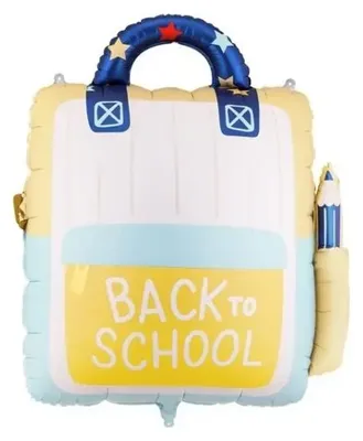 Image de Ballon en forme de sac à dos, 68x82 cm, couleur crème et jaune - PartyDeco