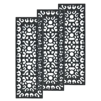 Produktbild von 3er Set Gummistufenmatten für Außentreppen Durchbrochenes – Antirutschmatten – 75 x 25 cm – Schwarz – Wetterfest & Robust