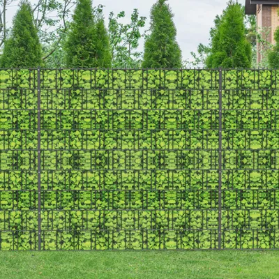 Produktbild von YZNAHRE Sichtschutzstreifen für Doppelstabmatten 35m x 19cm PVC Zaun Sichtschutz mit 20 Clips Blickdicht Anti-UV Sichtschutzfoile, Große Blätter