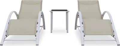 Immagine prodotto di Lettini 2 pezzi con tavolo alluminio crema bianco